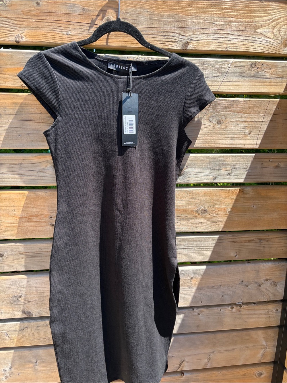 Lioness Black Cap Sleeve Knit Midi Dress